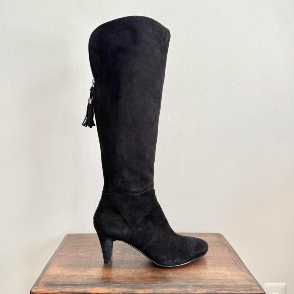 Bandolino Black Suede Knee-High Dress Boots